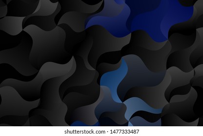 Dark BLUE vector pattern with lines, ovals. Creative illustration in halftone marble style with gradient. Textured wave pattern for backgrounds.