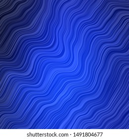 Dark BLUE vector pattern with lines. Colorful abstract illustration with gradient curves. Best design for your posters, banners.
