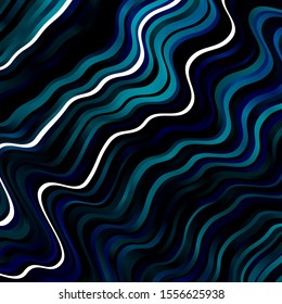 Dark BLUE vector pattern with lines. Brand new colorful illustration with bent lines. Template for cellphones.