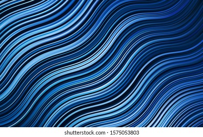 Dark BLUE vector pattern with lines, ovals. Geometric illustration in marble style with gradient.  The best blurred design for your business.