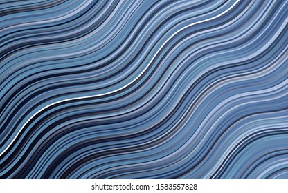 Dark BLUE vector pattern with lines, ovals. A vague circumflex abstract illustration with gradient. Marble style for your business design.