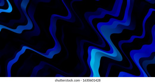 Dark BLUE vector pattern with lines. Illustration in halftone style with gradient curves. Pattern for ads, commercials.