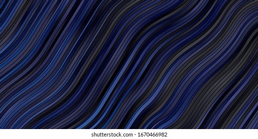 Dark BLUE vector pattern with lines. Illustration in abstract style with gradient curved.  Best design for your ad, poster, banner.