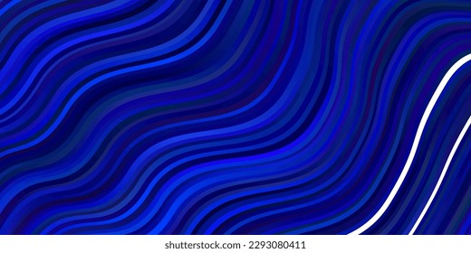 Dark BLUE vector pattern with lines. Colorful illustration in circular style with lines. Pattern for commercials, ads.
