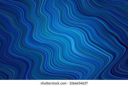Dark BLUE vector pattern with liquid shapes. Modern gradient abstract illustration with bandy lines. Textured wave pattern for backgrounds.