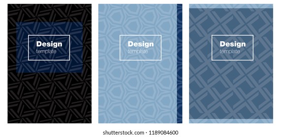 Dark BLUE vector pattern for magazines. Booklet with textbox on colorful abstract background. Pattern notebooks, journals.