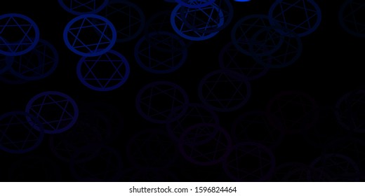 Dark BLUE vector pattern with magic elements. Abstract illustration with gothic gradient shapes. Simple base for your occult design.