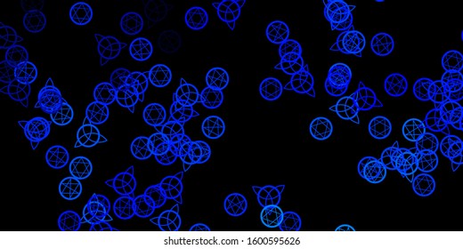 Dark BLUE vector pattern with magic elements. Illustration with magical signs of spiritual power. Design for magic, spiritual events.