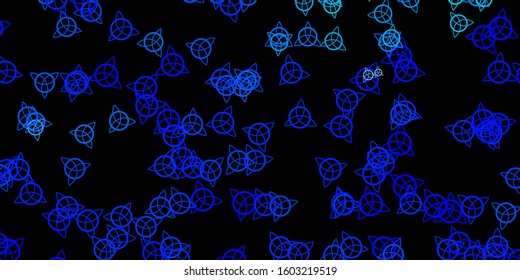 Dark BLUE vector pattern with magic elements. Abstract illustration with gothic gradient shapes. Simple base for your occult design.
