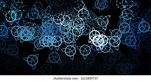 Dark BLUE vector pattern with magic elements. Retro design in abstract style with witchcraft forms. Best design halloween events.