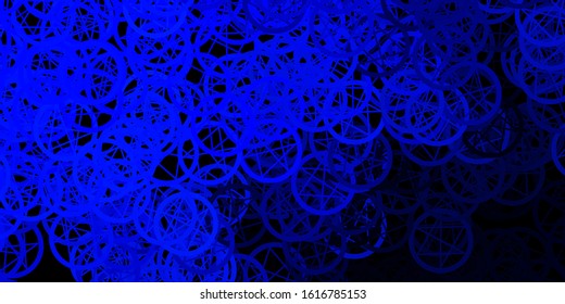 Dark BLUE vector pattern with magic elements. Retro design in abstract style with witchcraft forms. Best design halloween events.