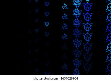 Dark BLUE vector pattern with magic elements. Illustration with magical signs of spiritual power. Simple design for occult depiction.