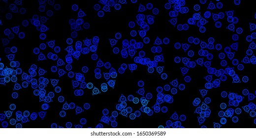 Dark BLUE vector pattern with magic elements. Colorful mystic symbols with a gradient in ancient style. Best design halloween events.