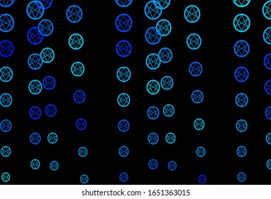 Dark BLUE vector pattern with magic elements. Colorful mystic symbols with a gradient in ancient style. Best design halloween events.