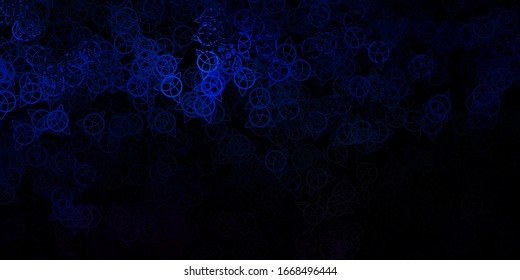 Dark BLUE vector pattern with magic elements. Colorful vintage illustration with gradient alchemy shapes. Best design halloween events.