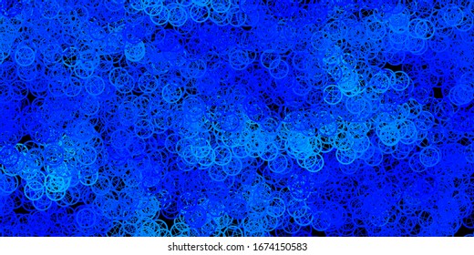 Dark BLUE vector pattern with magic elements. Colorful vintage illustration with gradient alchemy shapes. Simple base for your occult design.