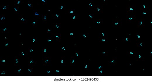 Dark BLUE vector pattern with magic elements. Illustration with magical signs of spiritual power. Simple design for occult depiction.
