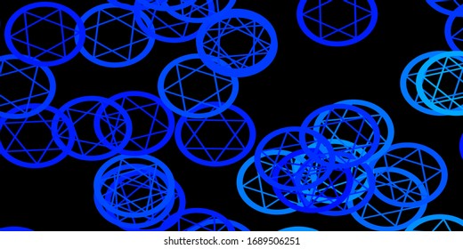 Dark BLUE vector pattern with magic elements. Retro design in abstract style with witchcraft forms. Simple base for your occult design.
