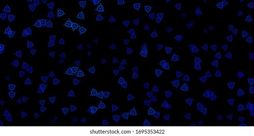 Dark BLUE vector pattern with magic elements. Colorful mystic symbols with a gradient in ancient style. Best design halloween events.