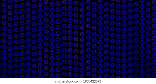 Dark BLUE vector pattern with magic elements. Retro design in abstract style with witchcraft forms. Design for magic, spiritual events.