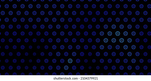 Dark BLUE vector pattern with magic elements. Illustration with magical signs of spiritual power. Background for esoteric, mystic designs.