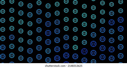 Dark BLUE vector pattern with magic elements. Retro design in abstract style with witchcraft forms. Best design halloween events.