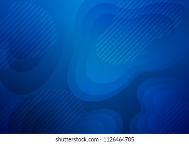 Dark BLUE vector pattern with narrow diagonal lines and rounded organic shapes. Modern geometrical abstract illustration with staves. Best design for your ad, poster, banner.
