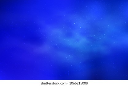 Dark BLUE vector pattern with night sky stars. Glitter abstract illustration with colorful cosmic stars. Smart design for your business advert.