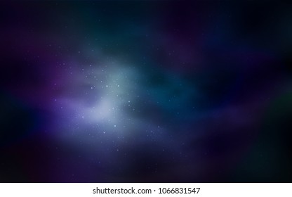 Dark BLUE vector pattern with night sky stars. Space stars on blurred abstract background with gradient. Pattern for astronomy websites.