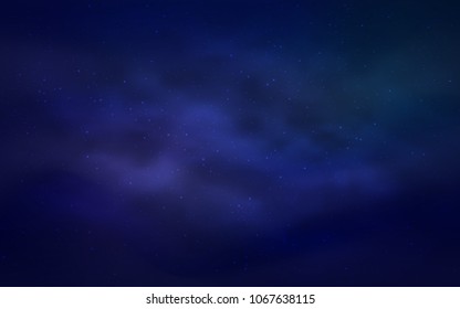 Dark BLUE vector pattern with night sky stars. Shining illustration with sky stars on abstract template. Pattern for futuristic ad, booklets.