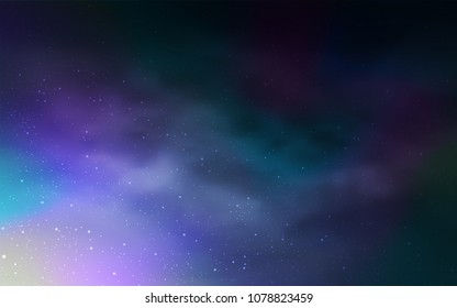 Dark BLUE vector pattern with night sky stars. Shining colored illustration with bright astronomical stars. Pattern for astronomy websites.