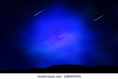 Dark BLUE vector pattern with night sky stars. Space stars on blurred abstract background with gradient. Pattern for astrology websites.