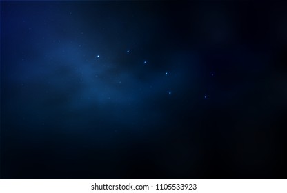 Dark BLUE vector pattern with night sky stars. Glitter abstract illustration with colorful cosmic stars. Pattern for astronomy websites.