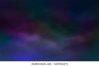 Dark BLUE vector pattern with night sky stars. Space stars on blurred abstract background with gradient. Smart design for your business advert.