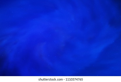 Dark BLUE vector pattern with night sky stars. Shining colored illustration with bright astronomical stars. Smart design for your business advert.