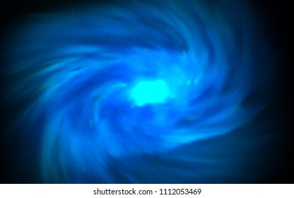 Dark BLUE vector pattern with night sky stars. Space stars on blurred abstract background with gradient. Template for cosmic backgrounds.