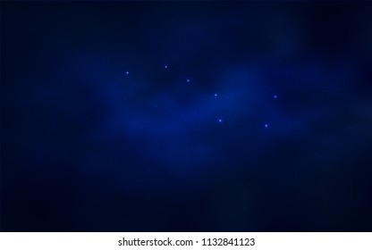 Dark BLUE vector pattern with night sky stars. Shining colored illustration with bright astronomical stars. Smart design for your business advert.