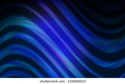 Dark BLUE vector pattern with night sky stars. Shining colored illustration with bright astronomical stars. Pattern for futuristic ad, booklets.