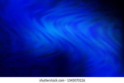 Dark BLUE vector pattern with night sky stars. Space stars on blurred abstract background with gradient. Template for cosmic backgrounds.