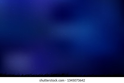 Dark BLUE vector pattern with night sky stars. Blurred decorative design in simple style with galaxy stars. Smart design for your business advert.