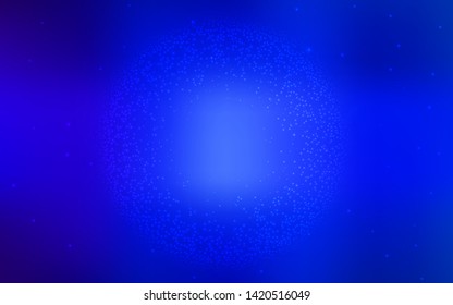 Dark BLUE vector pattern with night sky stars. Blurred decorative design in simple style with galaxy stars. Best design for your ad, poster, banner.