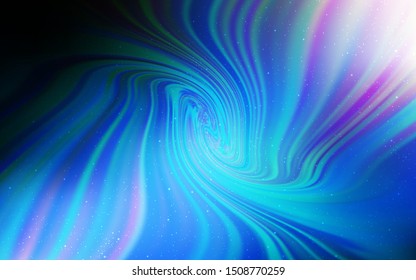 Dark BLUE vector pattern with night sky stars. Space stars on blurred abstract background with gradient. Template for cosmic backgrounds.