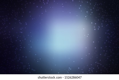 Dark BLUE vector pattern with night sky stars. Blurred decorative design in simple style with galaxy stars. Best design for your ad, poster, banner.