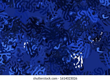 Dark BLUE vector pattern with random forms. Colorful chaotic forms with gradient in modern style. Modern design for your business card.