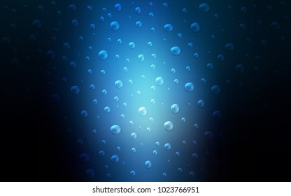 Dark BLUE vector pattern with spheres. Abstract illustration with colored bubbles in nature style. Pattern can be used as texture of water, rain drops.