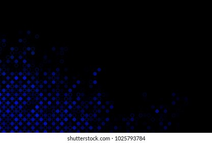 Dark BLUE vector  pattern with spheres. Glitter abstract illustration with blurred drops of rain. The pattern can be used for beautiful websites.
