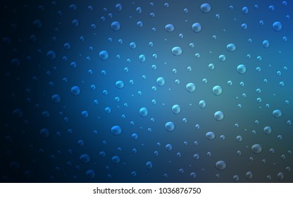 Dark BLUE vector pattern with spheres. Beautiful colored illustration with blurred circles in nature style. Pattern can be used as texture of water, rain drops.