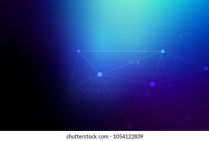 Dark BLUE vector pattern with spheres, triangles. Modern abstract colorful illustration with spheres and lines. Pattern can be used for ads, leaflets.