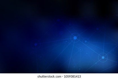 Dark BLUE vector pattern with spheres, triangles. Colorful illustration with circles and lines in futuristic style. Pattern can be used for beautiful websites.