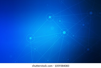 Dark BLUE vector pattern with spheres, triangles. Design with connection of dots and lines on colorful background. Pattern can be used for ads, leaflets.